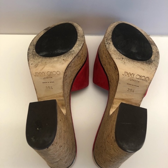 Jimmy Choo red cork wedge sandal - Picture 2 of 3